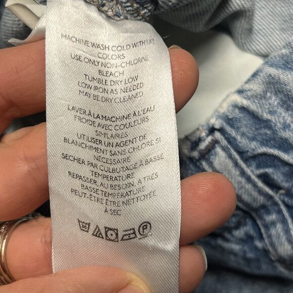 Free People Rory Slim Straight Jeans Wo's 30 Tab Cuff Hems Seamed Button Pockets - Picture 15 of 16